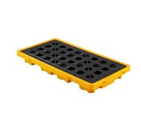 VEVOR Palette de Rétention pour 2 Fûts, Bac de Rétention avec Caillebotis et Drain, Plateforme de Déversement en PEHD à Profil Bas, Capacité 79,5 L, Charge Maximale 2000 kg, 1316x680x150 mm, Jaune
