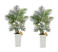 VEVOR Palmier Artificiel Areca, 1,2 m, Plante Artificielle Tropicale en Pot Blanc, Lot de 2, Faux Arbre Tropical Palmier Areca, Fausse Plante pour Décoration Intérieur, Bureau, Intérieur, Extérieur