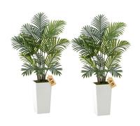 VEVOR Palmier Artificiel Areca, 1,2 m, Plante Artificielle Tropicale en Pot Blanc, Lot de 2, Faux Arbre Tropical Palmier Areca, Fausse Plante pour Décoration Intérieur, Bureau, Intérieur, Extérieur