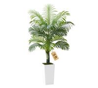VEVOR Palmier Artificiel Areca, 1,5 m, Plante Artificielle Tropicale en Pot Blanc, Faux Arbre Tropical Palmier Areca Tronc Épais, Fausse Plante pour Décoration Intérieur, Bureau, Intérieur, Extérieur