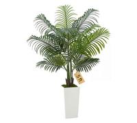 VEVOR Palmier Artificiel Areca, 1,5 m, Plante Artificielle Tropicale en Pot Blanc, Faux Arbre Tropical Palmier Areca, Fausse Plante pour Décoration d'Intérieur, Salon, Bureau, Intérieur et Extérieur