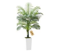 VEVOR Palmier Artificiel Areca, 1,5 m, Plante Artificielle Tropicale en Pot Blanc, Faux Arbre Tropical Palmier Areca Tronc Épais, Fausse Plante pour Décoration Intérieur, Bureau, Intérieur, Extérieur