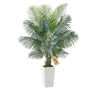 VEVOR Palmier Artificiel Areca, 1,8 m, Plante Artificielle Tropicale en Pot Blanc, Faux Arbre Tropical Palmier Areca, Fausse Plante pour Décoration d'Intérieur, Salon, Bureau, Intérieur et Extérieur