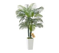 VEVOR Palmier Artificiel Areca, 1,8 m, Plante Artificielle Tropicale en Pot Blanc, Faux Arbre Tropical Palmier Areca Tronc Épais, Fausse Plante pour Décoration Intérieur, Bureau, Intérieur, Extérieur