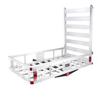 VEVOR Panier à Bagages sur Attelage 1270 x 750 x 220 mm Porte-Bagages d'Attelage en Aluminium Capacité de Charge 226,8 kg Plateforme sur Attelage Rampe Pliable pour Cargaison Arrière Camion SUV Voyage