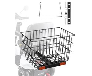 VEVOR Panier Arrière de Scooter de Mobilité Métallique Robuste, 39x30x30 cm, Capacité de Charge 10 kg, avec Poignée, Fonctionne avec Récepteur 25,4 mm, Compatible avec la Plupart Scooters de Mobilité