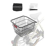 VEVOR Panier Arrière de Vélo Fil Métallique, 375 x 290 x 250 mm, Capacité de Charge 22 kg, avec Feu Arrière Réfléchissant, Housse Imperméable, Compatible avec la Plupart Porte-bagage Arrière Vélo
