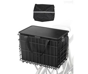 VEVOR Panier Arrière de Vélo Pliable Fil Métallique, 340x210x225 mm, avec Sac Amovible, Housse Imperméable, Dégagement Rapide, pour Transport Chiens, Animaux de Compagnie, Fruits et Légumes, Courses