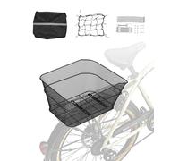 VEVOR Panier Arrière de Vélo Treillis Métallique, 390x310x210 mm, Capacité de Charge 22 kg, avec Filet, Housse Imperméable, Compatible avec la Plupart Porte-bagage Arrière Vélo, Outils Montage Inclus