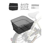 VEVOR Panier Arrière de Vélo Treillis Métallique, 390x310x210 mm, Capacité de Charge 22 kg, avec Filet, Housse Imperméable, Compatible avec la Plupart Porte-bagage Arrière Vélo, Outils Montage Inclus