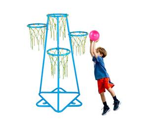 VEVOR Panier de Basket-ball Enfants avec 4 Paniers à 4 Hauteurs, 3 Ballons de Basket, Pompe à Air, Installation Facile, Jouets Basket-ball pour Enfants Tous Ages, Garçons, Filles, Intérieur, Extérieur
