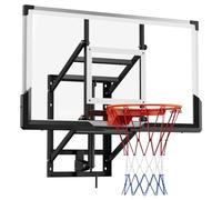 VEVOR Panier de Basket-Ball Mural, But de Basketball 139 cm, Système de Cerceau, Filet en Nylon et Panneau en PC pour Basket, Réglage à Manivelle, Utilisation Intérieure et Extérieure, Domicile