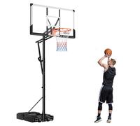 VEVOR Panier de Basket-Ball sur Pied, But de Basketball Mobile avec Roues et Hauteur Réglable de 1,6 à 3,05 m, Système de Cerceau, Filet et Panneau en PC pour Basket, pour Extérieur et Intérieur