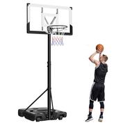 VEVOR Panier de Basket-Ball sur Pied Hauteur Réglable 3,05 m, But de Basketball Mobile avec Roues, Système de Cerceau, Filet et Panneau en PC pour Basket, pour Terrasse Extérieur Intérieur Sport