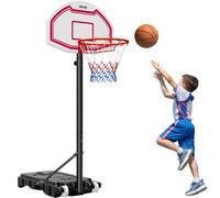 VEVOR Panier de Basket-ball sur Pied Hauteur Réglable de 1,6 à 2,1 m, But de Basketball Mobile avec Roues, Système de Cerceau Panneau et Filet en Nylon pour Basket, pour Terrasse Extérieur Intérieur
