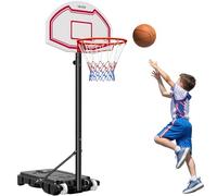VEVOR Panier de Basket-ball sur Pied Hauteur Réglable de 1,6 à 2,1 m, But de Basketball Mobile avec Roues, Système de Cerceau Panneau et Filet en Nylon pour Basket, pour Terrasse Extérieur Intérieur