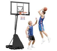 VEVOR Panier de Basket-ball sur Pied Mobile, But de Basketball à Hauteur Réglable de 3,05 m, Système de Cerceau, Filet et Panneau en PC pour Basket 130 cm, pour Extérieur et Intérieur Domicile