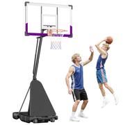 VEVOR Panier de Basket-Ball sur Pied Portable, But de Basketball à Hauteur Réglable de 3,05 m, Système de Cerceau, Filet et Panneau en PC de 121 cm pour Basket, pour Extérieur Intérieur Domicile