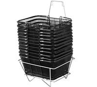 VEVOR Panier de Courses avec poignées, 12 pièces, paniers à Provision Portable en Fil métallique, 41x31x18 cm, Ensemble de paniers de Rangement pour supermarchés, magasins de détail, épicerie, Noir