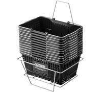 VEVOR Panier de courses, lot de 12, panier à provision en plastique durable de 24 L avec poignée et support 425x295x225 mm, panier d'achat portable pour magasins de détail, supermarchés, courses, bleu