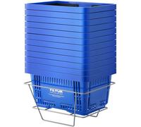 VEVOR Panier de courses, lot de 12, panier à provision en plastique durable de 24 L avec poignée et support 425x295x225 mm, panier d'achat portable pour magasins de détail, supermarchés, courses, bleu
