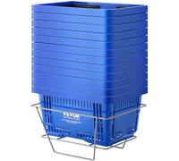 VEVOR Panier de courses, panier à provision en plastique durable 21 L avec poignée grise et support, 420x300x210 mm, panier d'achat pour magasins de détail, supermarchés, courses, rouge