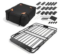 VEVOR Panier de Toit pour Voiture, 1295x914x102 mm, Porte Bagage Voiture, Cadre en Forme X Pliable, Capacité de 90,72 kg, Galerie de Toit Universelle pour SUV, Camionnette, avec Sac de Rangement
