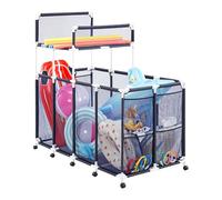 VEVOR Panier Rangement pour Flotteurs Piscine 169x85x165 cm Bac Stockage pour Bouées Piscine en Maille Organisateur à roulettes pour Jouets Frites de Piscines, avec Poches Latérales, Cadre Plastique