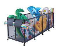 VEVOR Panier Rangement pour Flotteurs Piscine 262x81,5x89 cm Bac Stockage pour Bouées Piscine en Maille Organisateur à roulettes pour Jouets Frites de Piscines, avec Poches Latérales, Cadre en Métal
