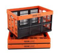 VEVOR Panier de rangement plastique pliable 3 pcs – empilable 45 L avec poignées