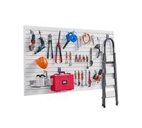 VEVOR Panneau à Lattes Mural Garage, 1225x2450 mm, Panneau Rangement Outils en PVC avec Conception Modulaire, Porte-outils Muraux pour Affichage, Organisation, Stockage, Atelier, Artisanal, Blanc