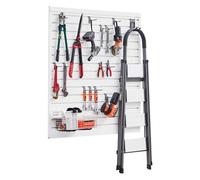 VEVOR Panneau à Lattes Mural Garage, 1230 x 1235 mm, Panneau Rangement Outils en PVC avec Conception Modulaire, Porte-outils Muraux pour Affichage, Organisation, Stockage, Atelier, Artisanal, Blanc