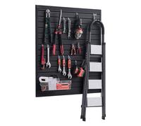 VEVOR Panneau à Lattes Mural Garage, 1230 x 1235 mm, Panneau Rangement Outils en PVC avec Conception Modulaire, Porte-outils Muraux pour Affichage, Organisation, Stockage, Atelier, Artisanal, Noir