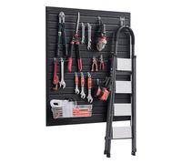 VEVOR Panneau à Lattes Mural Garage, 1230 x 1235 mm, Panneau Rangement Outils en PVC avec Conception Modulaire, Porte-outils Muraux pour Affichage, Organisation, Stockage, Atelier, Artisanal, Noir