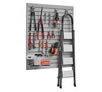 VEVOR Panneau à Lattes Mural Garage, 1230 x 1235 mm, Panneau Rangement Outils en PVC avec Conception Modulaire, Porte-outils Muraux pour Affichage, Organisation, Stockage, Atelier, Artisanal, Gris