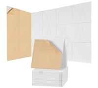 VEVOR Panneau Acoustique, Lot de 18, Mousse Acoustique Mural Autocollant 30x30x1 cm Panneaux Insonorisants en Fibre de Polyester Haute Densité, Isolation Phonique pour Maison, Studio, Bureau, Blanc