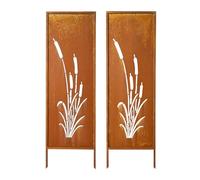 VEVOR Panneau Brise Vue Extérieur Métal 50x160 cm Paravent Extérieur Décoratif Autoportant, Séparation de Jardin, Écran d'Intimité, Acier au Carbone, Piquets de Sol, Motifs Naturels Ajourés, Lot de 2