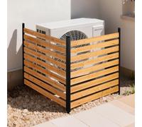 VEVOR Panneau de Clôture Bois 2 PCS Cache Climatiseur Extérieur 121,9x124,4 cm Clôture Décorative en Bois Massif pour Cacher Poubelle Embellir Jardin, avec Piquets Métalliques, Connecteurs Angle Métal