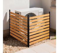 VEVOR Panneau de Clôture Bois 2 PCS Cache Climatiseur Extérieur 121,9x124,4 cm Clôture Décorative en Bois Massif pour Cacher Poubelle Embellir Jardin, avec Piquets Métalliques, Connecteurs Angle Métal