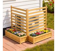 VEVOR Panneau de Clôture Bois 2 PCS Cache Climatiseur Extérieur 91,4x114,3 cm Clôture Décorative Bois Massif pour Cacher Poubelle, Embellir Jardin, Dissimuler Équipement de Piscine, avec 2 Jardinières