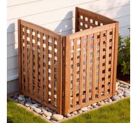 VEVOR Panneau de Clôture Bois 3 PCS Cache Climatiseur Extérieur 81x96 cm Clôture Décorative en Bois Massif pour Cacher Poubelle Embellir Jardin, Angle Ajustable, Structure Renforcée avec Charnières