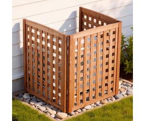 VEVOR Panneau de Clôture Bois 3 PCS Cache Climatiseur Extérieur 81x96 cm Clôture Décorative en Bois Massif pour Cacher Poubelle Embellir Jardin, Angle Ajustable, Structure Renforcée avec Charnières