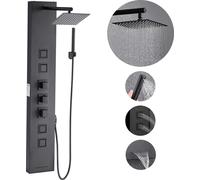VEVOR Panneau de douche système de tour (4 en 1) avec pomme de douche cascade, (124 cm) colonne de douche en acier inoxydable brossé, système de massage par la pluie pour montage mural