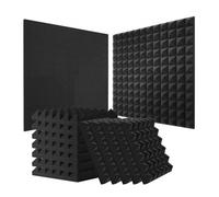 VEVOR Panneau Mousse Acoustique Lot de 24 Panneaux Muraux Insonorisants 30x30x5 cm Haute Densité Absorbant Son Résistant au Feu Forme Pyramidale pour Murs Plafonds de Studio, Maison, Bureau, Noir