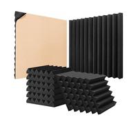 VEVOR Panneau Mousse Acoustique Lot de 24 Panneaux Muraux Insonorisants Adhésifs 30x30x5 cm Haute Densité Absorbants le Son Résistants au Feu pour Murs et Plafonds de Studio, Maison, Bureau, Noir