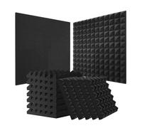 VEVOR Panneau Mousse Acoustique Lot de 36 Panneaux Muraux Insonorisants 30x30x5 cm Haute Densité Absorbant Son Résistant au Feu Forme Pyramidale pour Murs Plafonds de Studio, Maison, Bureau, Noir