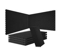 VEVOR Panneau Mousse Acoustique Lot de 4 Panneaux Muraux Insonorisants 120x60x5 cm Haute Densité Absorbant Son Résistant au Feu en Forme d'Œuf pour Murs et Plafonds de Studio, Maison, Bureau, Noir