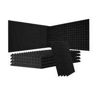 VEVOR Panneau Mousse Acoustique Lot de 4 Panneaux Muraux Insonorisants 120x60x5 cm Haute Densité Absorbant Son Résistant au Feu Forme Pyramidale pour Murs Plafonds de Studio, Maison, Bureau, Noir