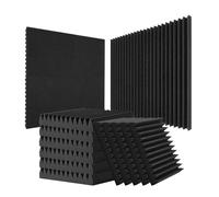 VEVOR Panneau Mousse Acoustique Lot de 50 Panneaux Muraux Insonorisants 30x30x5 cm Haute Densité Absorbant Son Résistant au Feu Installation Facile pour Murs Plafonds de Studio, Maison, Bureau, Noir