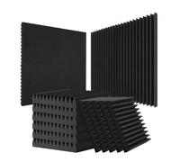 VEVOR Panneau Mousse Acoustique Lot de 50 Panneaux Muraux Insonorisants 30x30x5 cm Haute Densité Absorbant Son Résistant au Feu Installation Facile pour Murs Plafonds de Studio, Maison, Bureau, Noir